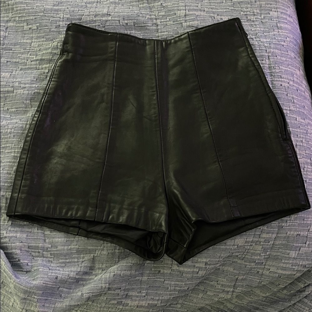 North Beach Leather High-Waist Black Faux Leather Shorts
